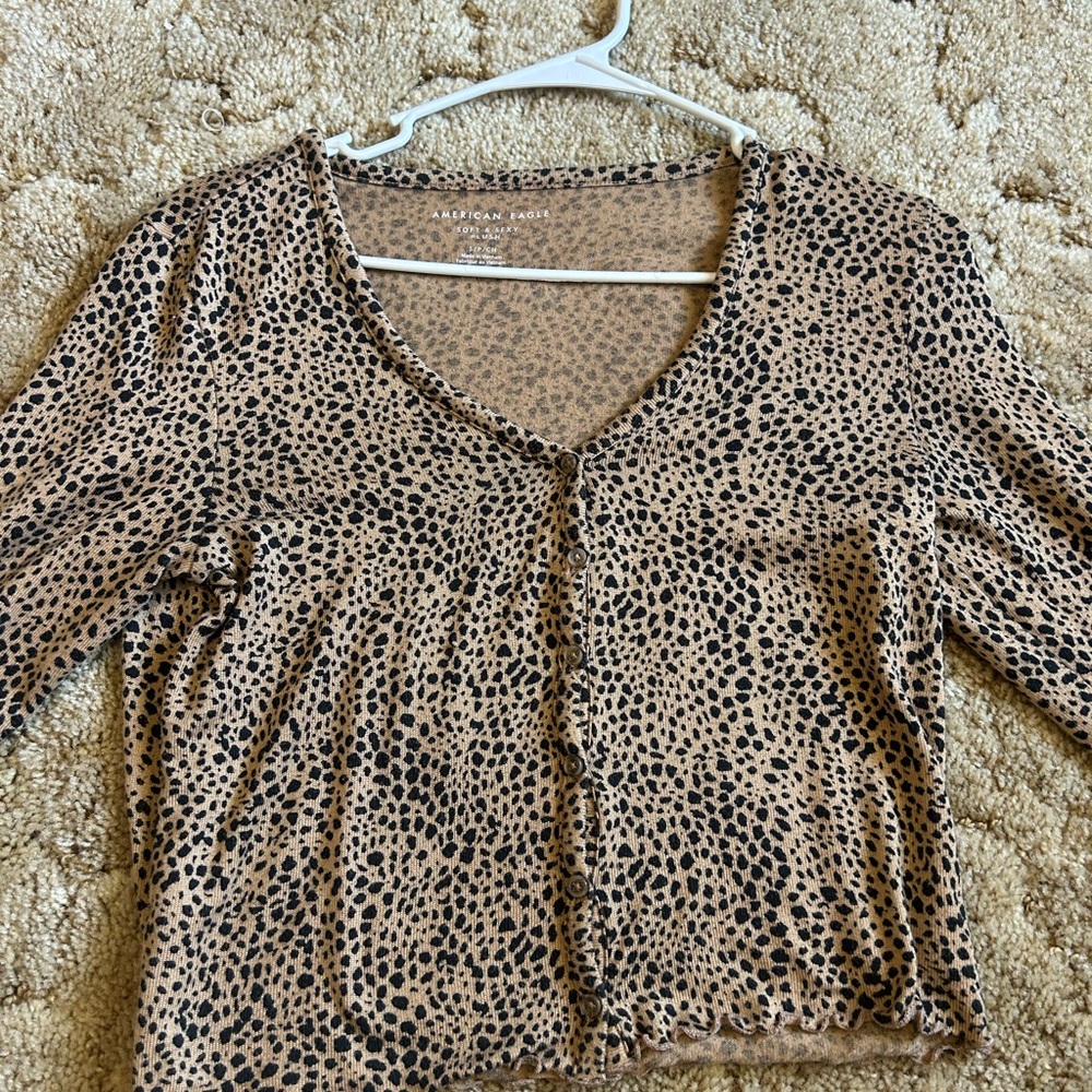 American Eagle Outfitters Women's Leopard Print Top